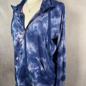 Blue Juicy Couture Sport Zip-up Hoodie Tie Die Track Jacket Size XL